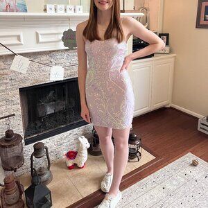 Light Purple/Lavender Sequin Cocktail Semi-Formal Dress